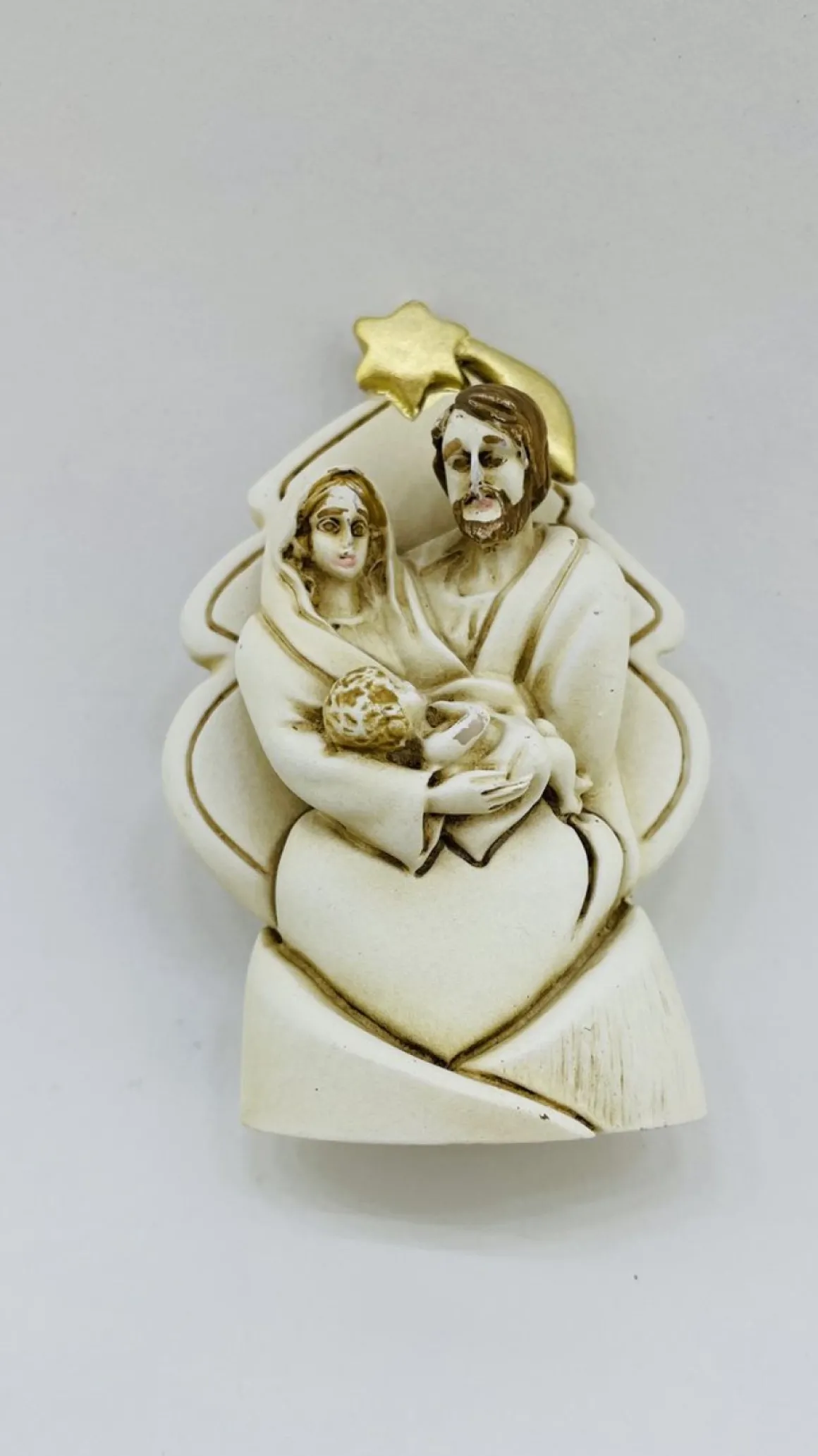 Merkloos Mini Kribbe / Kerstgroep , 6 X 3 X 8.5 Cm/ Massief Polystone Beeldje Best