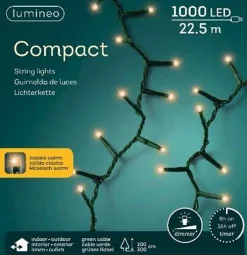 Lumineo Kerstlichtsnoeren^22,5M Led Compact Kerstverlichting - Steady - 1000 Lampjes - Goud - Dimbaar 22.5 Cm