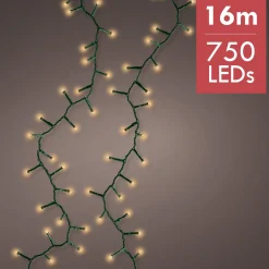 Lumineo Kerstlichtsnoeren^16M Led Compact Kerstverlichting - Steady - 750 Lampjes - Goud - Dimbaar