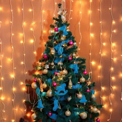 Merkloos Lichtgordijnen^20M 600 Led Gordijn Led Kerstverlichting Gordijn Kerstverlichting Gordijn Voor Binnen En Buiten -Timer- 600 Led Lampjes- Warm Wit
