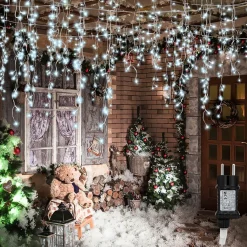 Merkloos Lichtgordijnen^10M 200 Led Gordijn Led Kerstverlichting Gordijn Kerstverlichting Gordijn Voor Binnen En Buiten -Timer- 200 Led Lampjes- Koud Wit