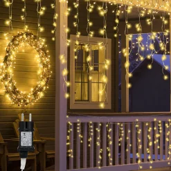 Merkloos Lichtgordijnen^15M 400 Led Gordijn Led Kerstverlichting Gordijn Kerstverlichting Gordijn Voor Binnen En Buiten -Timer- 400 Led Lampjes- Warm Wit