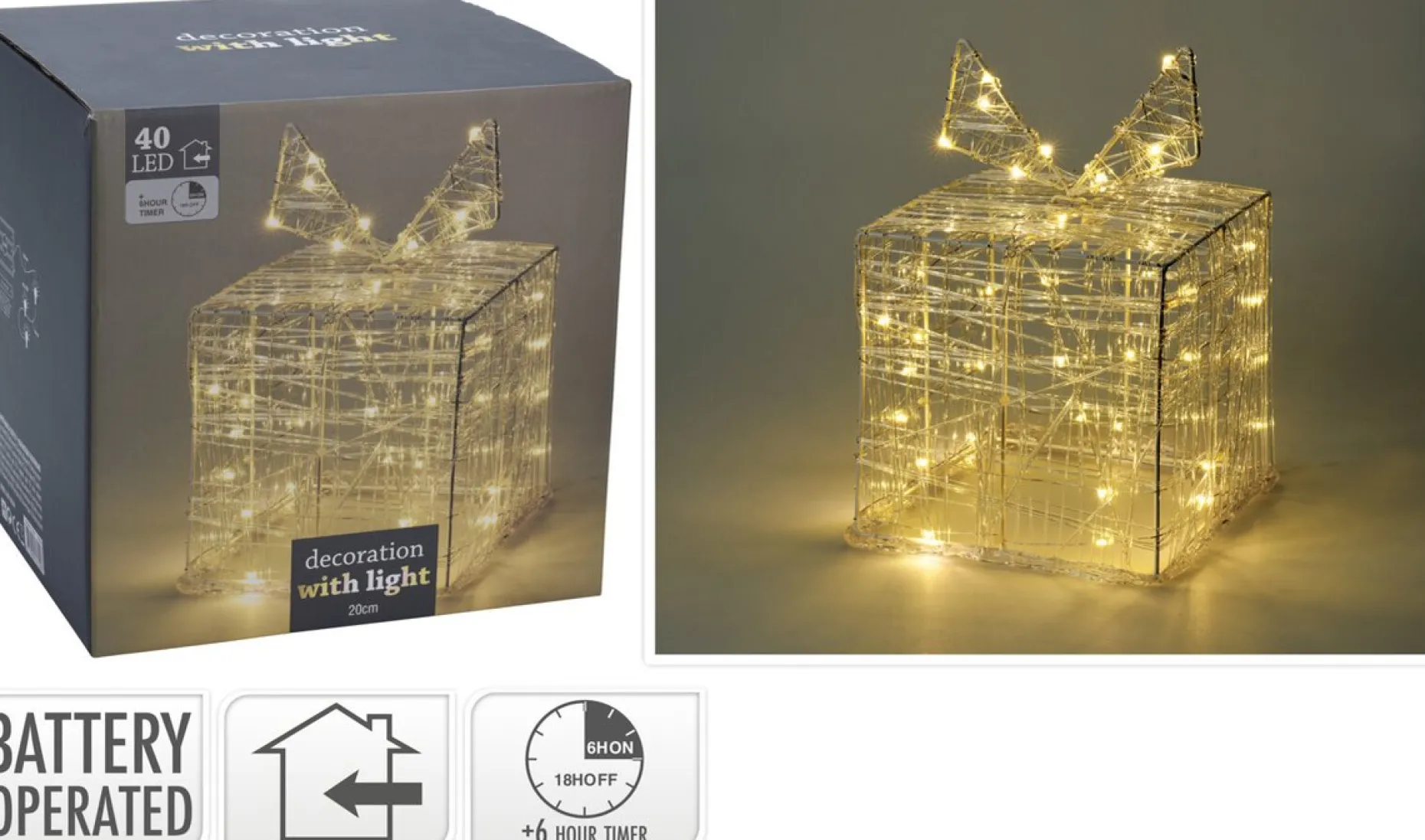 Merkloos Verlichte Kerstfiguren^Nampook Set Van 2 Geschenkdozen - 2 Verschillende Maten - 15 En 20 Cm Hoog - 30 En 40 Led