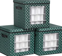 Nancyu0027s Kerstspullen Opbergers^Nancy's Buckley Kerst Opbergdozen - Opbergdoos - Opvouwbaar - 3 Stuks - Groen - 30,5 X 30,5 X 30,5 Cm