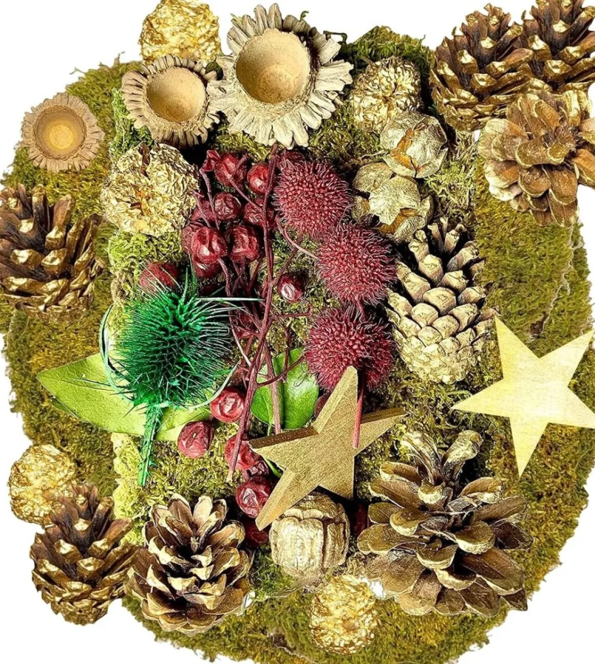 * Natuurlijke Decoratie Kerstmis Gouden Decoratie Adventskrans / Kerstkrans Adventsstuk Potpourri Flash Sale
