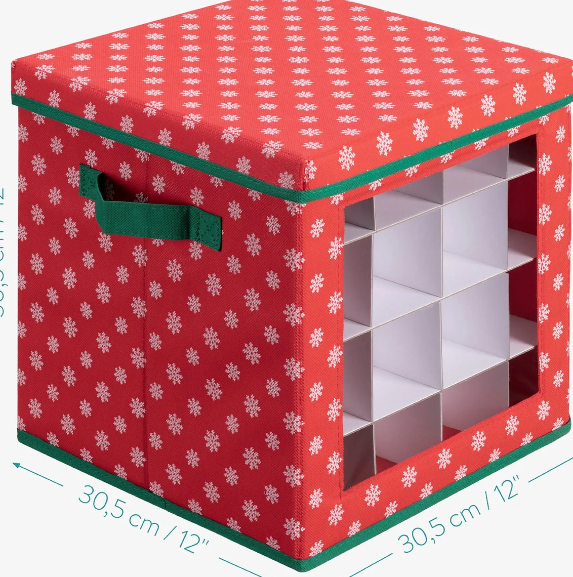 Merkloos Kerstspullen Opbergers^Navaris Opvouwbare Kerstballen Opslag Doos - Kerstboom Ornamenten Container Met Feestelijk Ontwerp - Geschikt Voor 64 Kerstornamenten En Decoraties