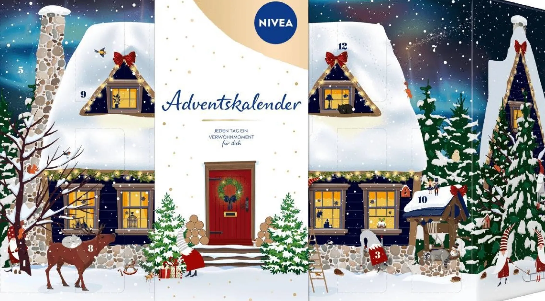 NIVEA Adventskalenders^ Adventskalender 2021 - Huis In De Sneeuw Met 24 Diverse Artikelen