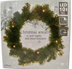 Oneiro 's Luxe Kerstkrans 35Cm - Met Verlichting En Timer - Kerst – Kerstkrans - Feestdagen - Winter - Verlichting - Binnen - Buiten – Sfeer Fashion