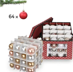 MeubelGigant Kerstspullen Opbergers^Opbergdozen Voor Kerstballen - Set Van 3 - Vouwdozen - 64 Kleine Vakken Per Doos