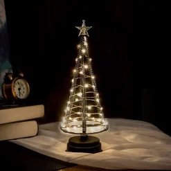 Selwo Decoratieve Kerstbomen^Opvouwbare Kerstboom, 250 Warmwitte Leds Aan Koperdraad. Versier Je Huis Of Tuin Met Deze Fonkelende, Metalen Kerstboom, X-Small