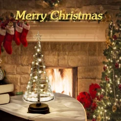 Selwo Decoratieve Kerstbomen^Opvouwbare Kerstboom, 250 Warmwitte Leds Aan Koperdraad. Versier Je Huis Of Tuin Met Deze Fonkelende, Metalen Kerstboom, X-Small