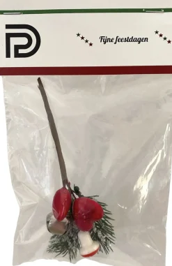 PD ® - Mini Kersttak Met Bellen - Kerst Tak Met Decoratief Hart En Bel - Cadeauverpakking Decoratie - Kerst Online