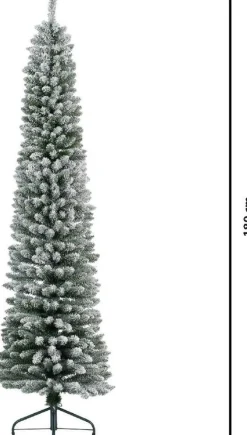 Everlands Kunstkerstbomen^Pencil Pine Snowy Kunstkerstboom | Smal | Wit/Sneeuw | 180Cm