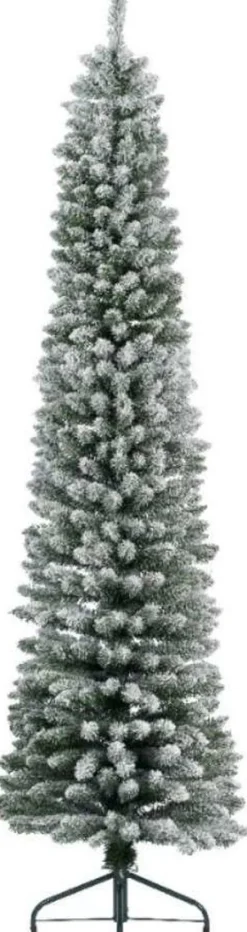 Everlands Kunstkerstbomen^Pencil Pine Snowy Kunstkerstboom | Smal | Wit/Sneeuw | 210Cm