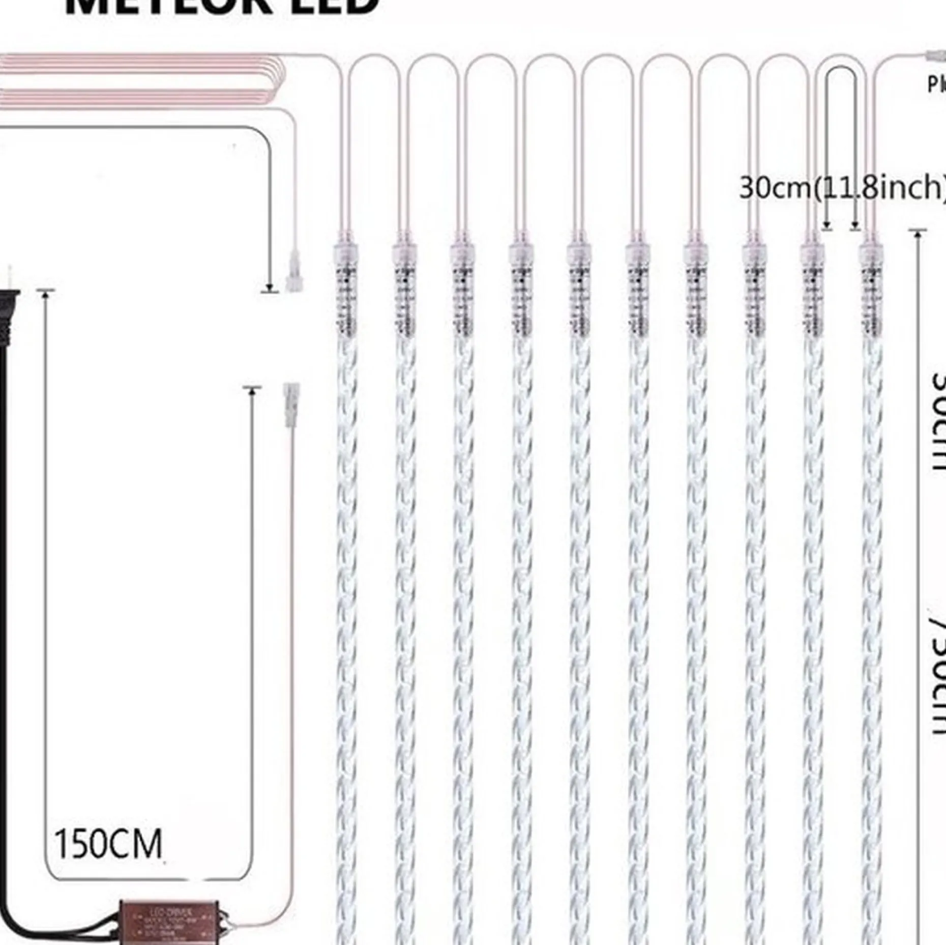 Polo Norte Lichtgordijnen^Pn - Led Verlichting Meteor Vallende Regen - 8 Buizen 30Cm - Warm Wit - Gratis Led Foto Knijpers