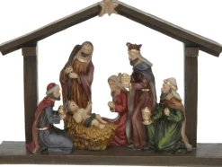 Merkloos Polystone Kerststal Met Ster Inclusief Kerstbeelden 20 X 5,5 X 15 Cm Best Sale