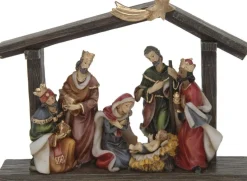 Merkloos Polystone Kerststal Met Vallende Ster Inclusief Kerstbeelden 20 X 5,5 X 15 Cm New