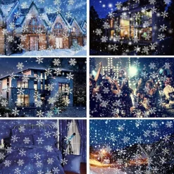 Merkloos Verlichte Kerstfiguren^Projectielamp | Led | Ip65 | Sneeuwvlok-Projector | Kerstdecoratie | Kerstmis | 180° Draaibaar | Kerstversiering