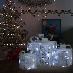 Prolenta Premium Kerstdecoratie Geschenkdozen 3 St Binnen/Buiten Zilverkleurig Sale