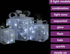 Prolenta Premium Kerstdecoratie Geschenkdozen 3 St Binnen/Buiten Zilverkleurig Sale