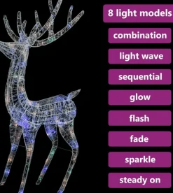 Prolenta Premium Kerstdecoratie Rendier 250 Led's Meerkleurig 180 Cm Acryl Discount