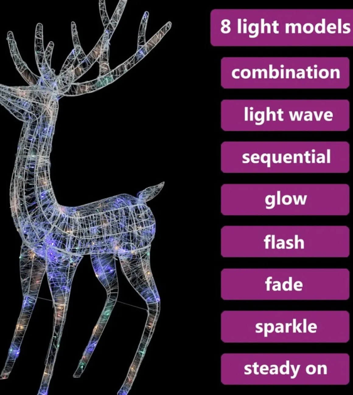 Prolenta Premium Kerstdecoratie Rendier 250 Led's Meerkleurig 180 Cm Acryl Discount