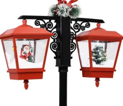 Prolenta Premium Straatlantaarn Met Kerstman 81X40X188 Cm Pvc Zwart En Rood Fashion