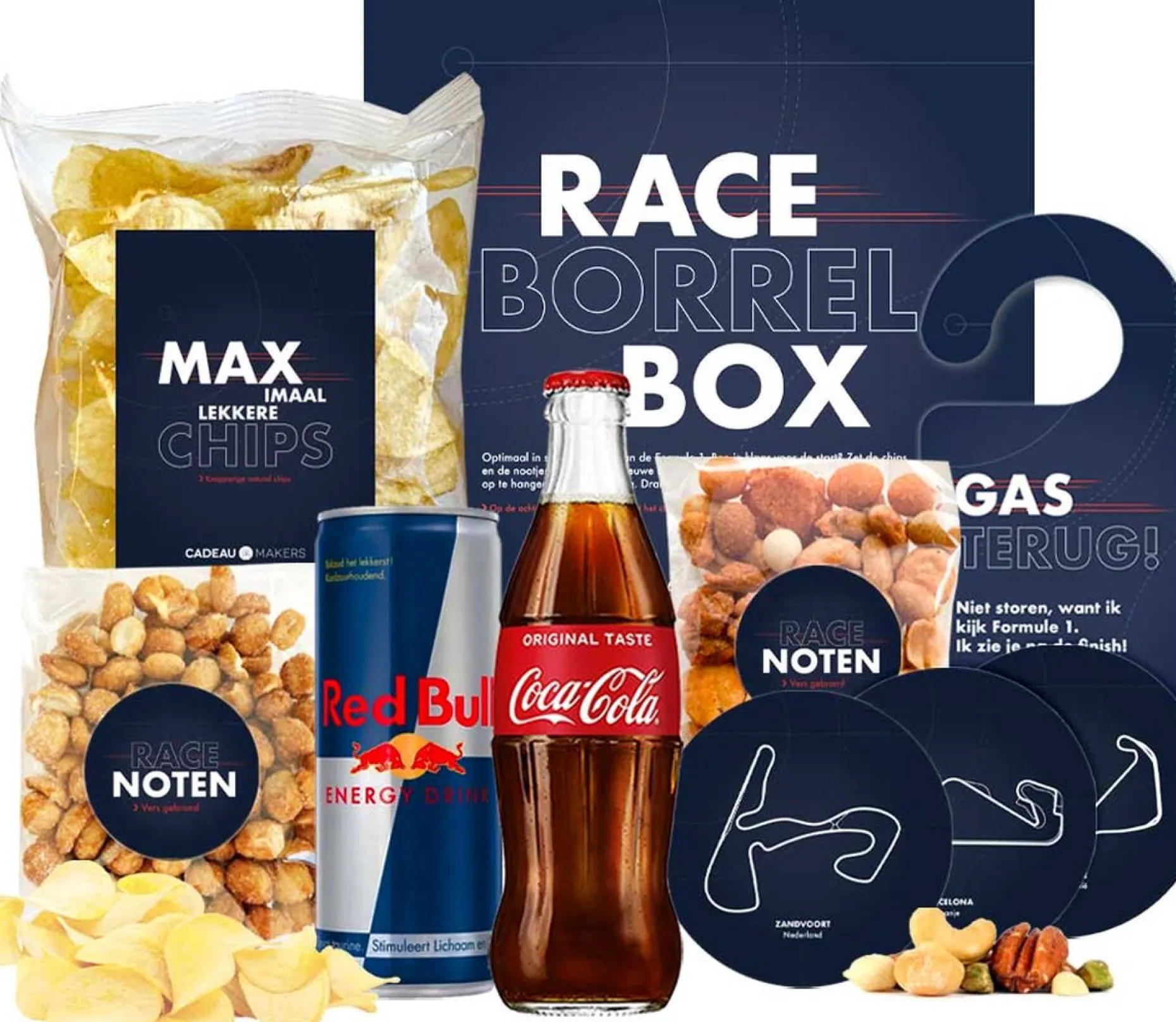 Cadeaumakers Kerstpakketten^Race Pakket Cadeau | Borrelen Tijdens De Formule 1! | Liefhebber Formule 1 Cadeau | Race Cadeau | Max Verstappen Cadeau | Autosport Cadeau - Vader Cadeaupakket