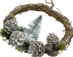 WDMT Rattan Kerstkrans - Pearl | O 28 Cm | Natuurlijke Kerst Decoratie | Kerst Krans Hanger | Wit Cheap