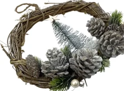 WDMT Rattan Kerstkrans - Pearl | O 28 Cm | Natuurlijke Kerst Decoratie | Kerst Krans Hanger | Wit Cheap