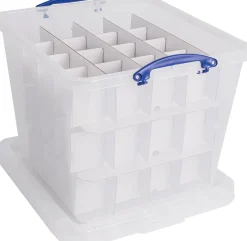 Really Useful Box Kerstspullen Opbergers^ Opbergdoos, 60 L, Met Inzetbakje, Transparant