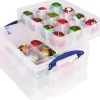 Really Useful Box Kerstspullen Opbergers^ Opbergdoos 21 L, Met 2 Inzetbakjes, Transparant