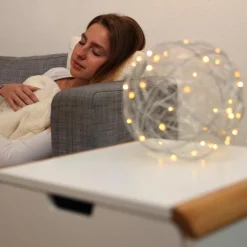 Relaxdays Verlichte Kerstfiguren^ Led Draadbol - Decoratieve Lamp - 20 Cm - Sierlamp - Draadlamp - Zilver