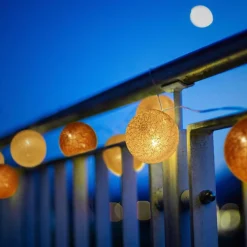 Relaxdays Lichtslangen^ Led Lichtslang Met 20 Ballen - Sfeerverlichting - Feestverlichting - Katoen Grijs-Bruin