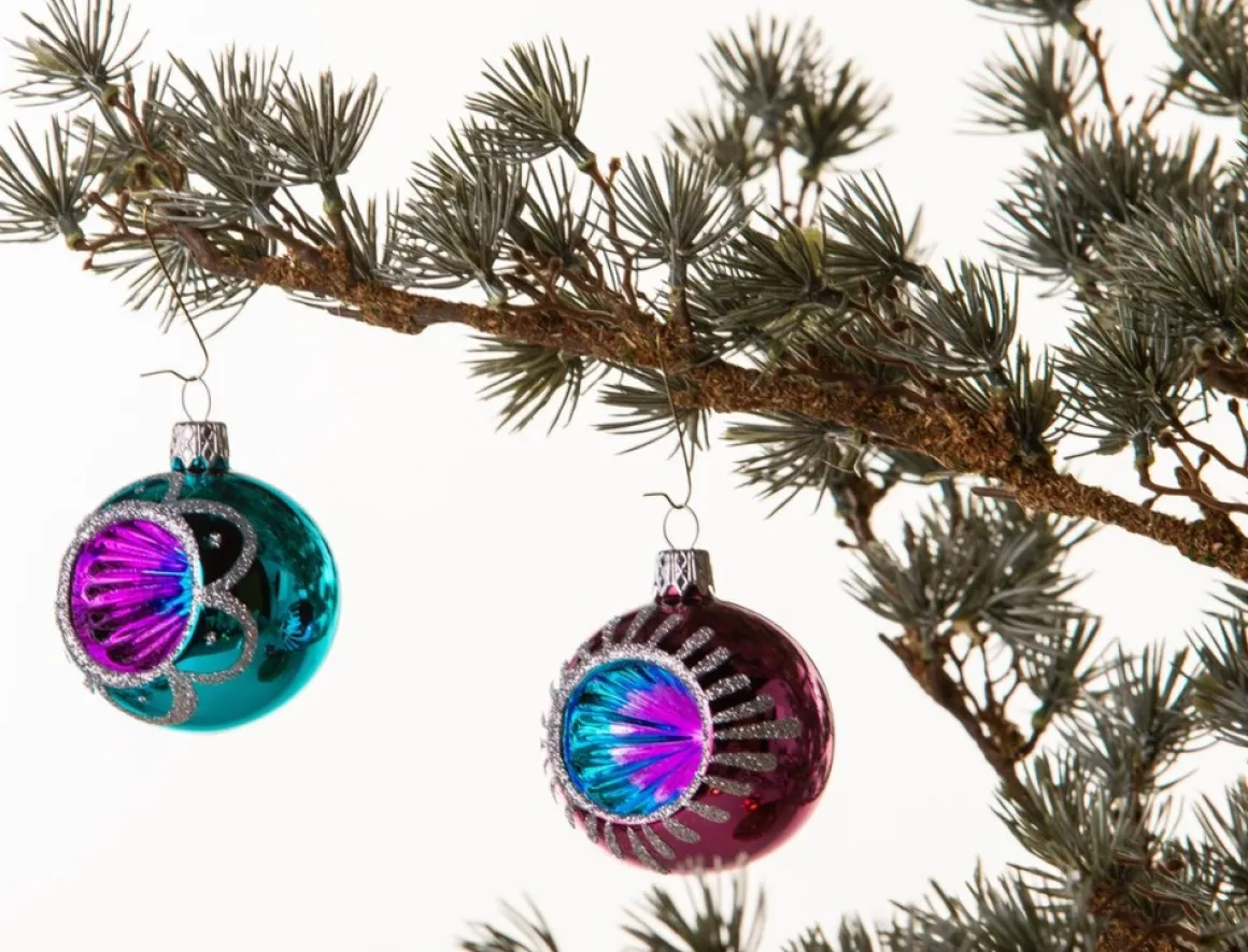 Merkloos Retro Kerstballen - 20 Gekleurde Kerstballen En 1 Piek - Kerstballen Glas - Kerstboomversiering - Vintage Flash Sale