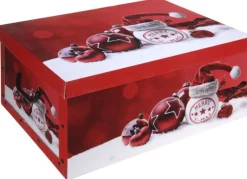 Merkloos Kerstspullen Opbergers^Rode Kerstballen/Kerstversiering Opbergbox 51 X 37 Cm
