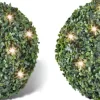 Prolenta Premium Ronde Kunstbuxus 27 Cm Met Solar Led-Verlichting (2 Stuks) Sale