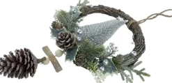 WDMT Rotan Kerstkrans - White Berry | O 39 Cm | Decoratieve Kerstkans Gemaakt Uit Rotan En Dennenappels Met Kerstboom | Wit Sale
