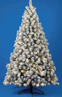Royal Christmas Kunstkerstbomen^ Flock Led Kunstkerstboom - 150Cm - 200 Lampjes - 410 Besneeuwde Takken