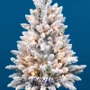 Royal Christmas Kunstkerstbomen^ - Flock / Sneeuw Kunstkerstboom In Plastic Pot - Lengte 105 Cm - Met Warm Led Batterij Verlichting - Met Sneeuw - 122 Takken