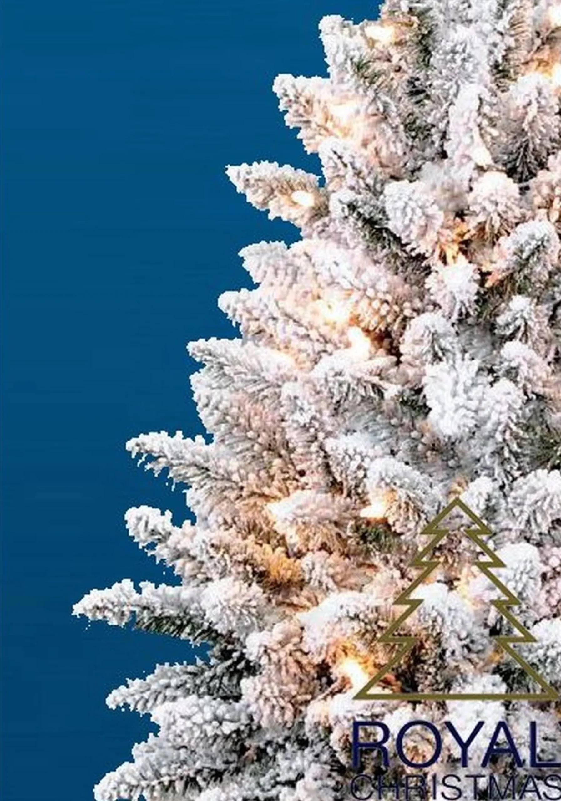 Royal Christmas Kunstkerstbomen^ - Flock / Sneeuw Kunstkerstboom In Plastic Pot - Lengte 105 Cm - Met Warm Led Batterij Verlichting - Met Sneeuw - 122 Takken