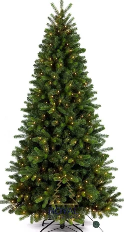 Royal Christmas Kunstkerstbomen^ - Natuurlijke Kunstkerstboom - Bergen Pe / Pvc Premium - Smart 350 Led Lampjes - 210 Cm - Groen 1139 Takken