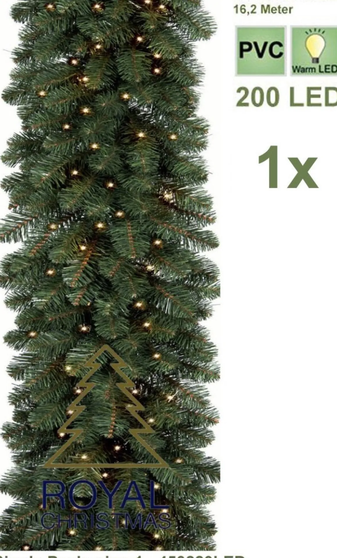 Royal Christmas - 1X Kerstguirlande Pvc 540 Cm - 200 Led Lampjes - Extra Vol 600 Takken - Lengte 540 Cm - Max. 3X Koppelbaar - 600 Takken Cheap