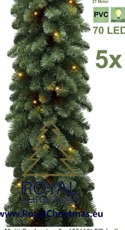 Royal Christmas - 5X Kerstguirlandes Pvc 540 Cm - 70 Led Lampjes - Extra Vol 400 Takken Discount