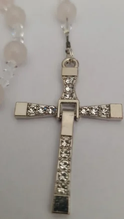 CrystalDesign Rozenkrans, Paternoster Gemaakt Met Rozenkwarts Kralen En Kristallen Van Swarovski, Gebedssnoer, Rozenkransgebed, Kruisteken, Meditatie, Spiritueel, Geloof, Geloofsteken, Cadeau, Ketting, Kruis, Gebed, Gebedssnoer, Gebedsketting, Kerstpakket Cadeau Clearance
