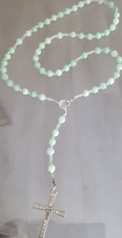 CrystalDesign Rozenkrans, Paternoster Jade En Kristallen Van Swarovski, Gebedssnoer, Rozenkransgebed, Kruisteken, Meditatie, Spiritueel, Geloof, Geloofsteken, Cadeau, Ketting, Kruis, Gebed, Gebedssnoer, Gebedsketting, Kerstpakket Cadeau Shop