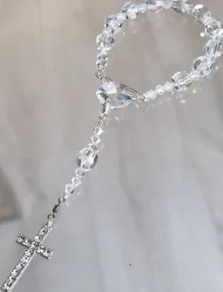 CrystalDesign Rozenkrans - Tientje - Paternoster, Gemaakt Met O.A. Swarovski Kristallen Transparant (Gebedssnoer, Kerst, Eerste Communie, Geloof, Ketting, Hanger, Kruisteken, Kruis, Meditatie, Mediteren, Gebed, Gebeden, Spiritueel) Cheap