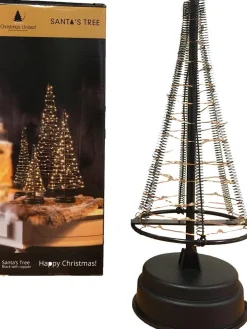 Christmas United Verlichte Kerstfiguren^Santa's Tree Kerstboom - Zwart/Koper 60 Led Lampjes - 32,5 Cm