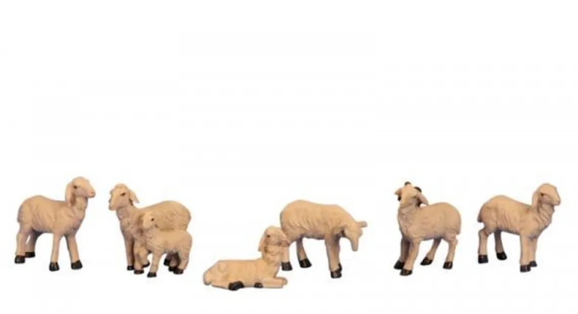 Merkloos Schaapjes Voor Kerststal - Schaapjes Beeldjes - H=3,5 - 5 Cm - Set Van 6 Stuks Outlet
