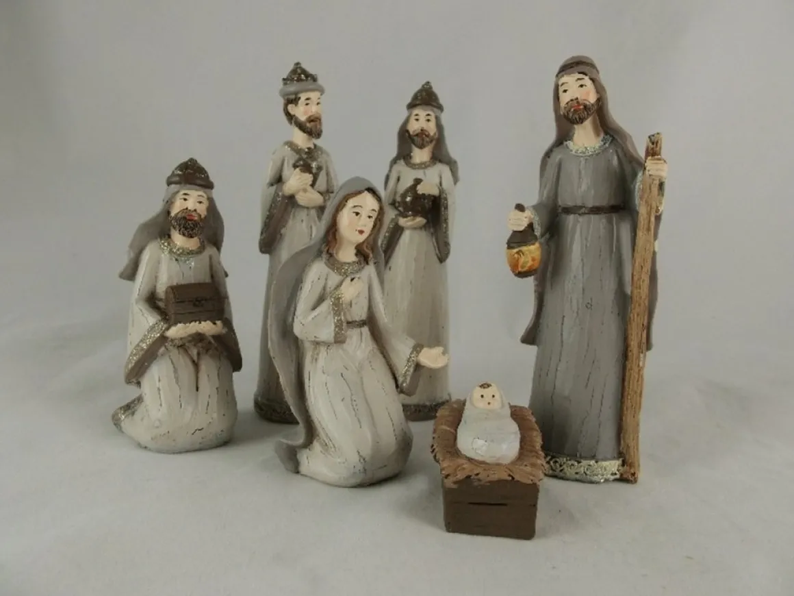 Trendybywave Sculptuur Kunststof - 15 Cm Hoog - 6 Delig - Incl. De Drie Koningen - Kerstdecoratie Flash Sale